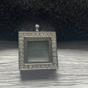 Silver Square locket with rhinestones
